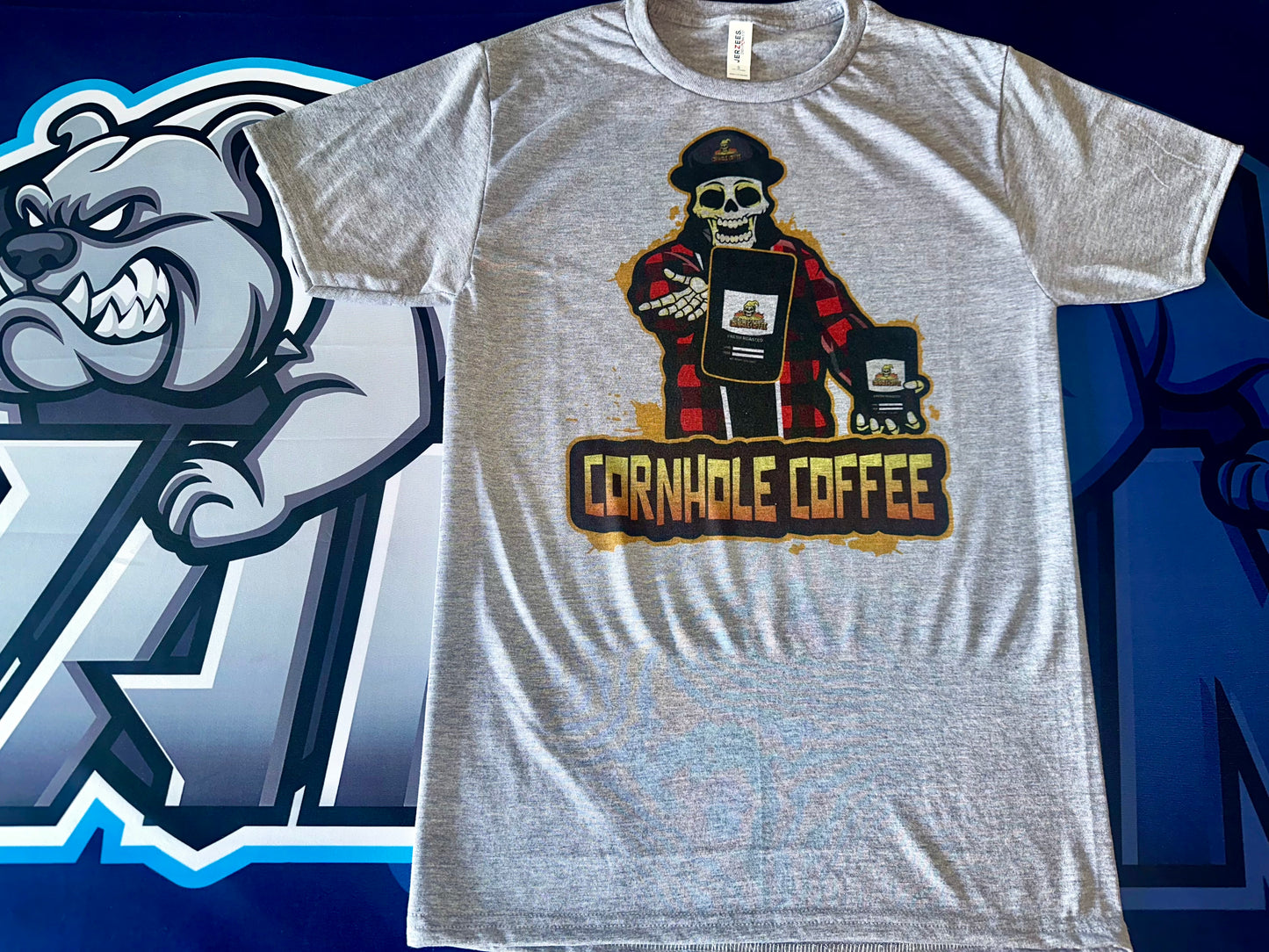 Coffee Toss Cornhole Coffee Soft Tee - Grey