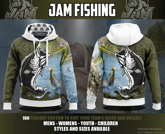 (NEW)JAM Fishing - Green Performance Hooded Sweatshirt