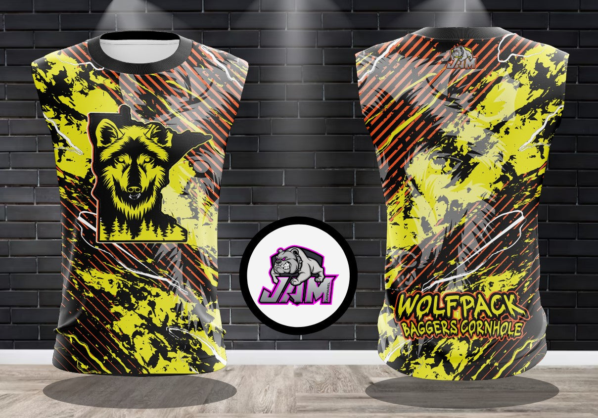 (NEW)Wolfpack Baggers 2025 DriFit Performance Jersey - Orange/Yellow