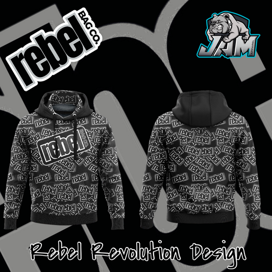 (NEW) Rebel Bag Co. Rebel Revolution Performance Hooded Sweatshirt - Black/Green/Blue Edition