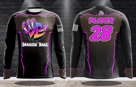 Draggin Bags Draggin Claw Long Sleeve Jersey - Black Base w/Purple/Blue Claw