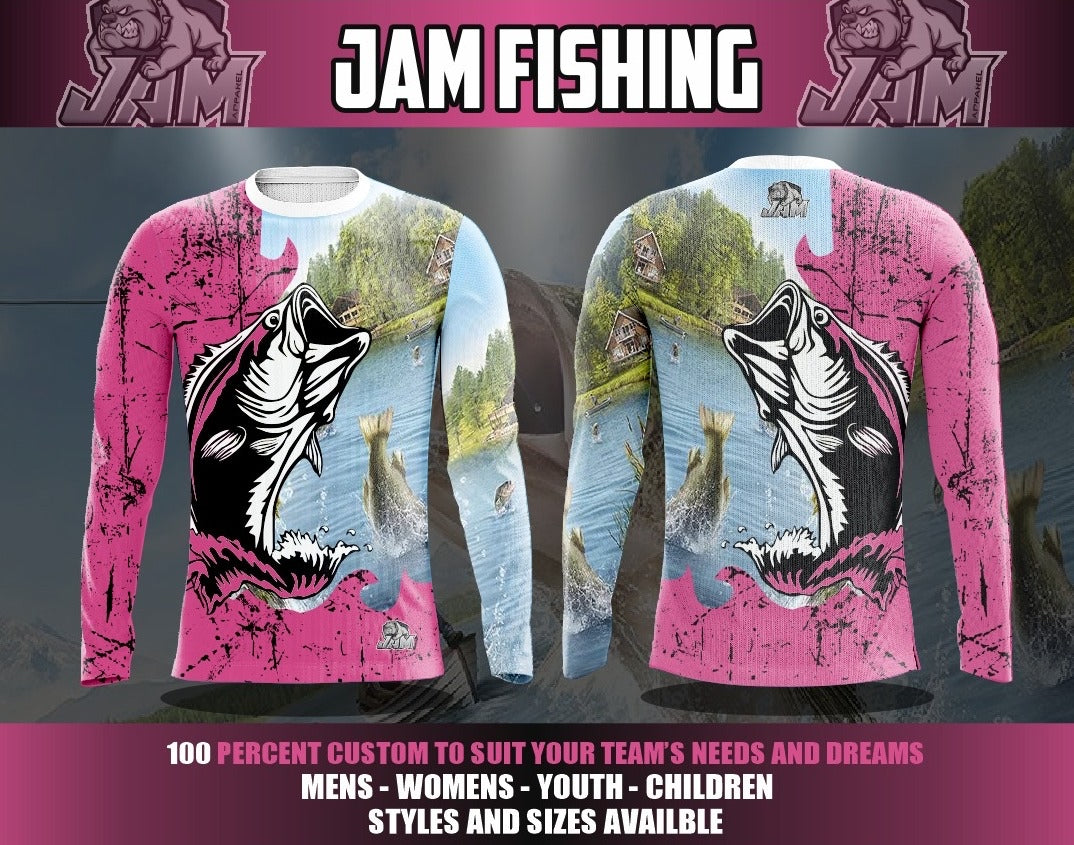 (NEW)JAM Fishing - Pink Grey Long Sleeve