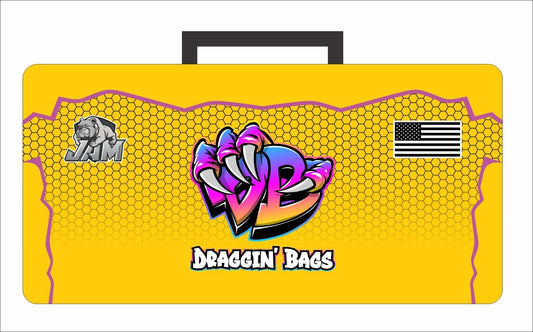 (NEW)Draggin Bags Claw Cornhole Bag Pouch - Yellow Base w/Purple Blue Claw