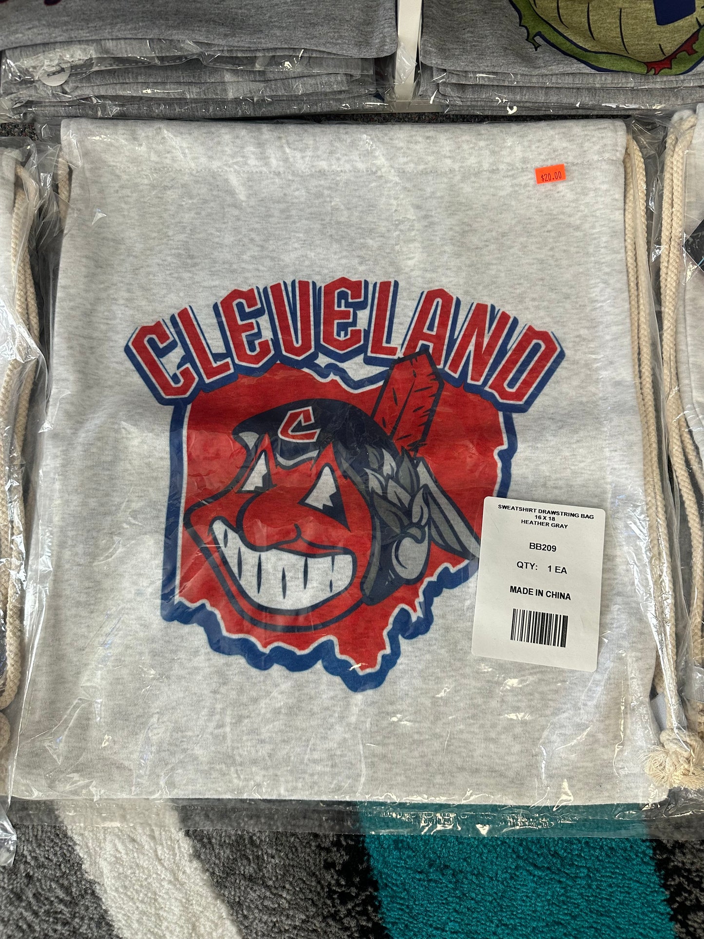 (NEW)Chief Wahoo Designed Sweatshirt Drawstring Bags