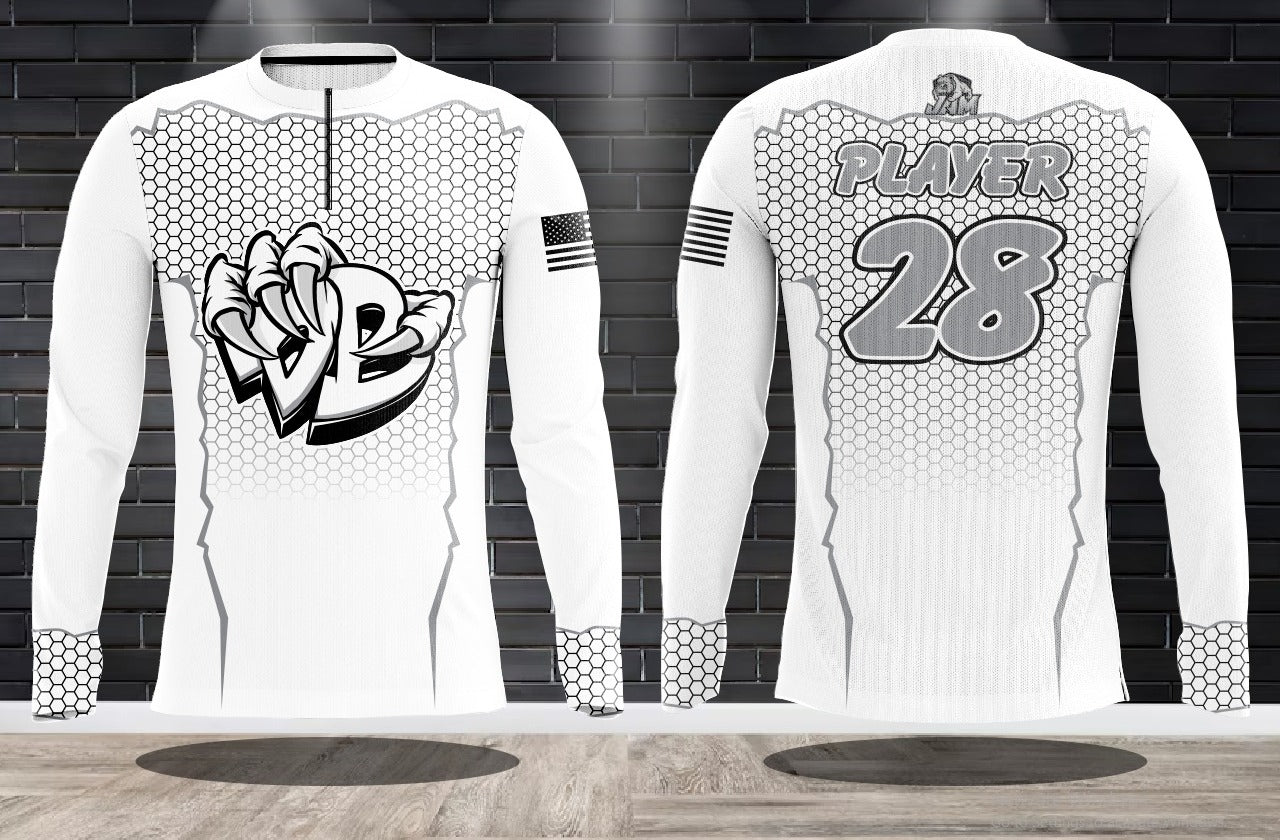 (NEW)Draggin Bags Draggin Claw 1/4 Zip Long Sleeve Jersey - White w/White Claw