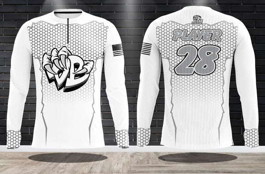 Draggin Bags Draggin Claw 1/4 Zip Long Sleeve Jersey - White w/White Claw