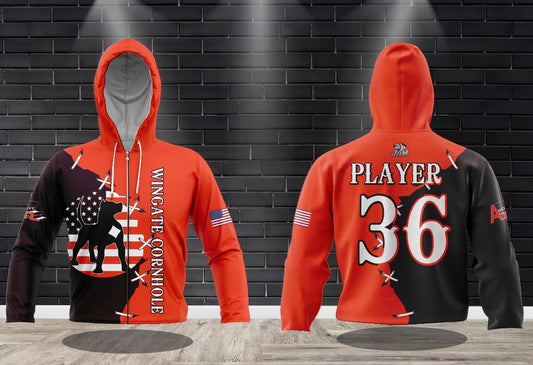 (NEW)Wingate Cornhole - CLE Colors Full Zip Hooded Jersey