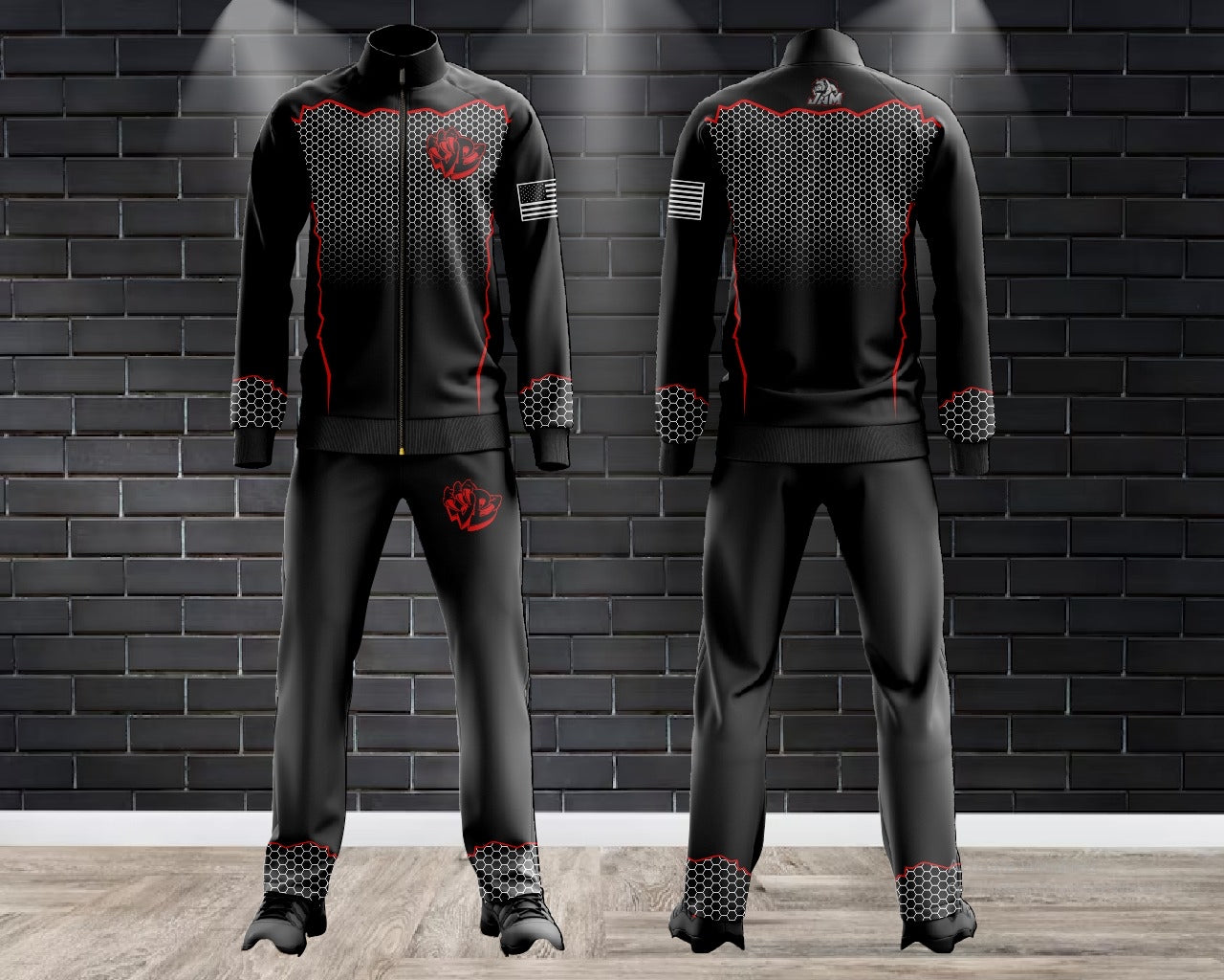 (NEW)Draggin Bags Draggin Claw Tracksuit Pants - Black Base w/Red/Black Claw