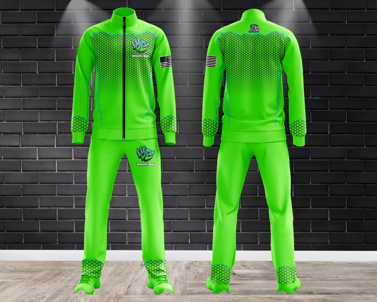 (NEW)Draggin Bags Draggin Claw Tracksuit Jacket - Lime Base w/UNC Blue/Lime Claw