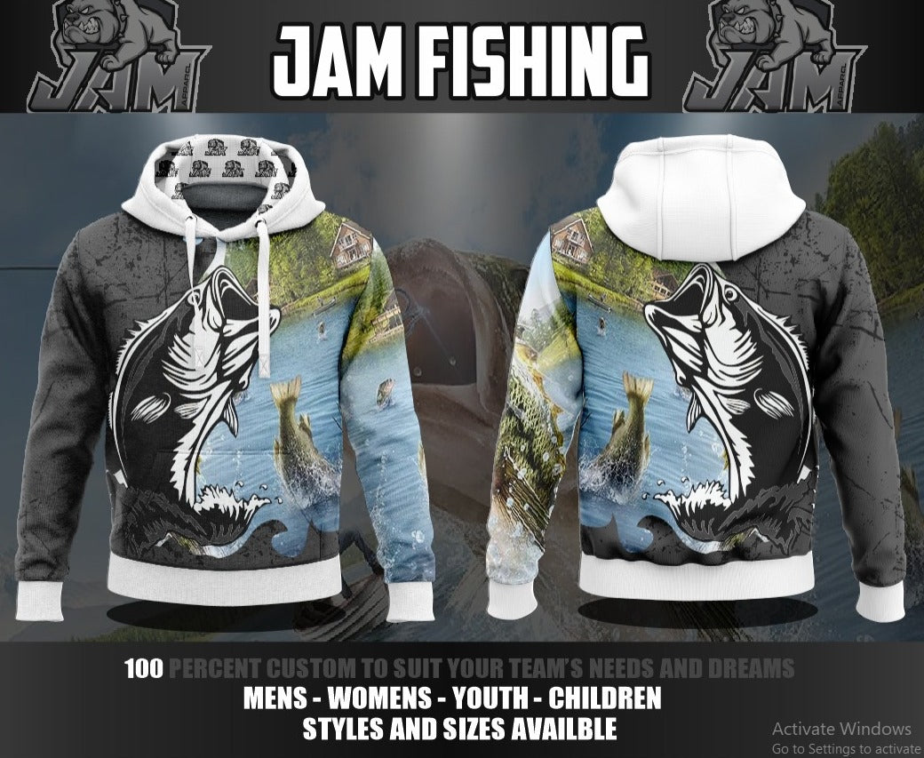 (NEW)JAM Fishing - Grey Performance Hooded Sweatshirt