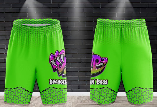 Draggin Bags Draggin Claw Performance Shorts - Lime w/Purple/Lime Claw