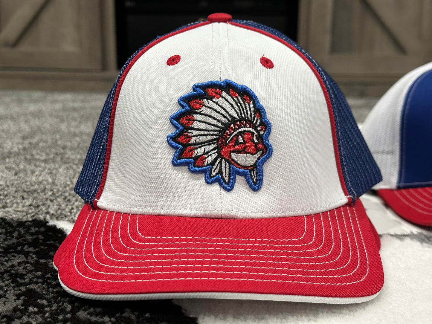 MChief Wahoo FlexFit Hat - Red/White/Blue