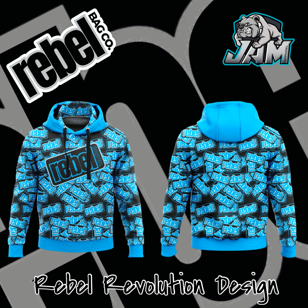 (NEW) Rebel Bag Co. Rebel Revolution Performance Hooded Sweatshirt - Black/Green/Blue Edition