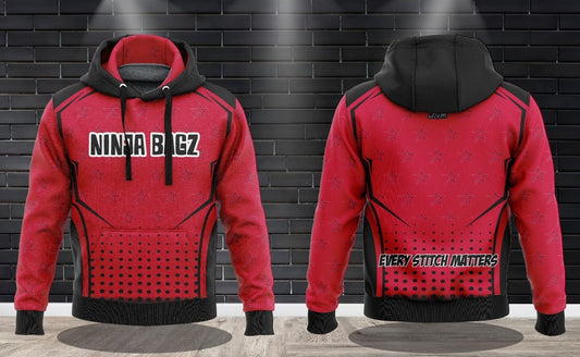 (NEW)Ninja Bags Every Stitch Matters Performance Hooded Sweatshirt - Crimson Red/Black