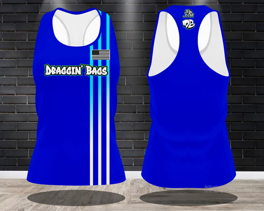 Draggin Bags 2024 Clean - Ladies Racerback Tank or Unisex Tank Too - Blue