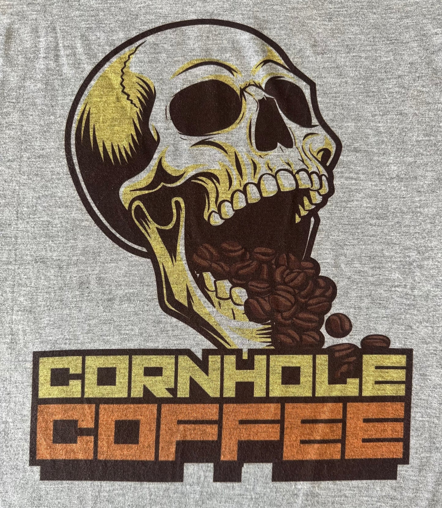 Spill The Beans Cornhole Coffee Soft Tee - Grey