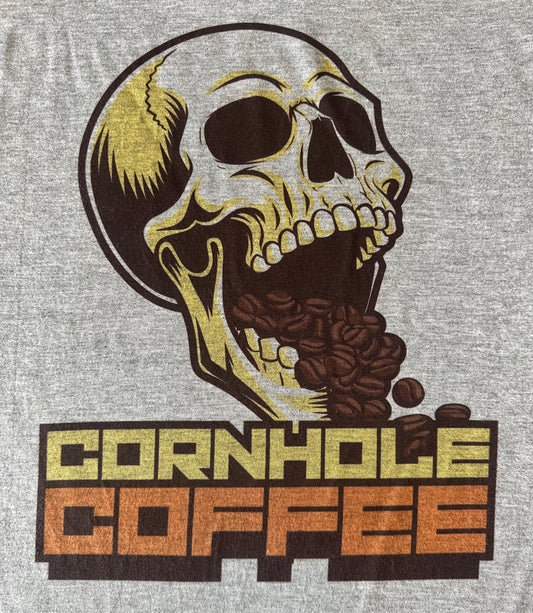 (NEW)Spill The Beans Cornhole Coffee Soft Tee - Grey