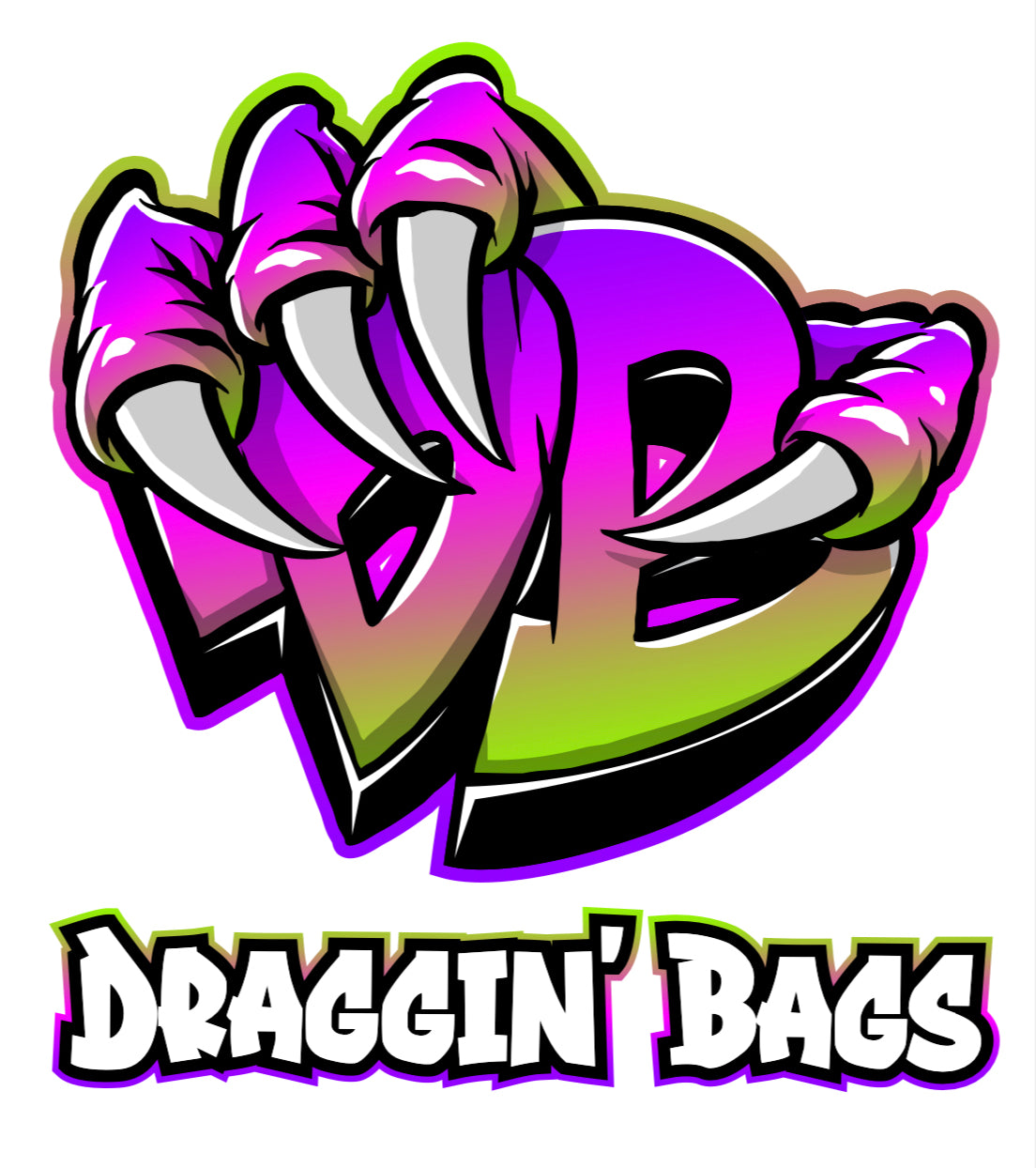 (NEW)Draggin Bags Draggin Claw Long Sleeve Jersey - Black Base w/Purple/Lime Claw