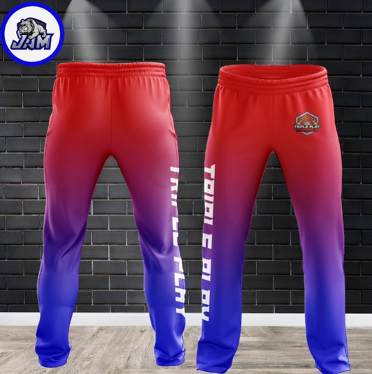 (NEW)Triple Play Cornhole - Red to Blue Ombre Performance Sweatpants