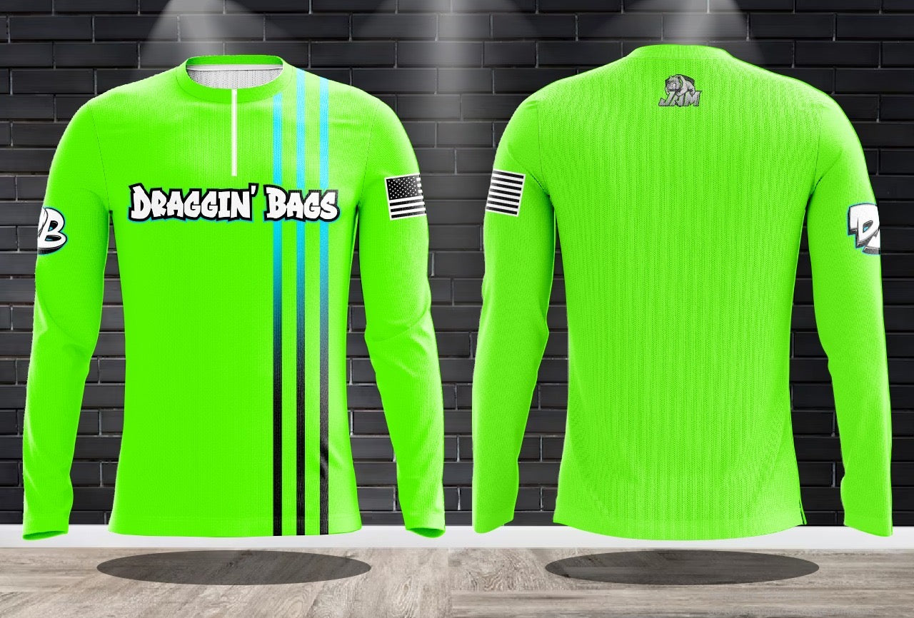 (NEW)Draggin Bags Clean 1/4 Zip Long Sleeve Jersey - Green