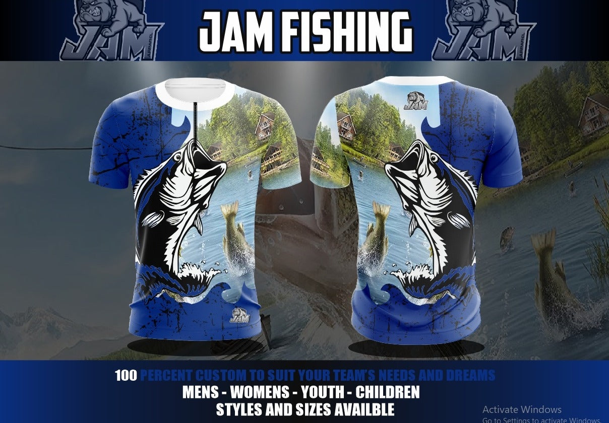 (NEW)JAM Fishing - 1/4 Zip Blue Short Sleeve Jersey
