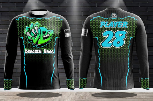 Draggin Bags Draggin Claw Long Sleeve  - Black Base w/Lime/UNC Blue Claw