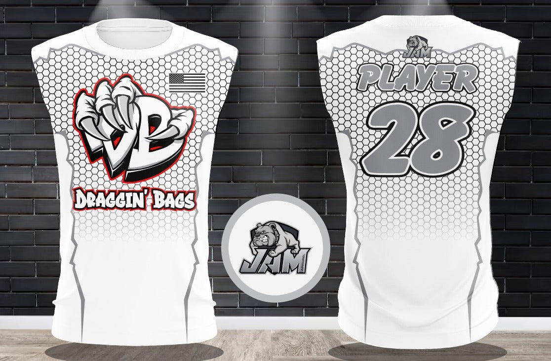 (NEW)Draggin Bags Draggin Claw - White Base Red/White Claw Jersey or Cutoff