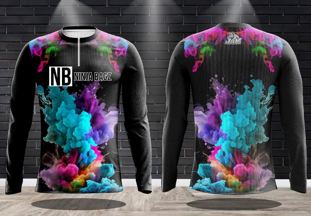 (NEW)Ninja Bagz NB - Smoke Show Edition 1/4 Zip Long Sleeve Jersey