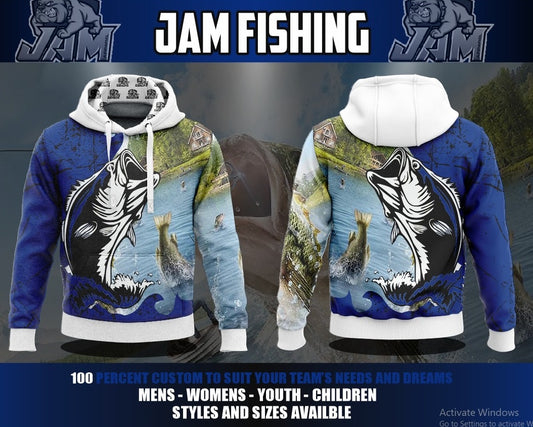 (NEW)JAM Fishing - Blue Performance Hooded Sweatshirt