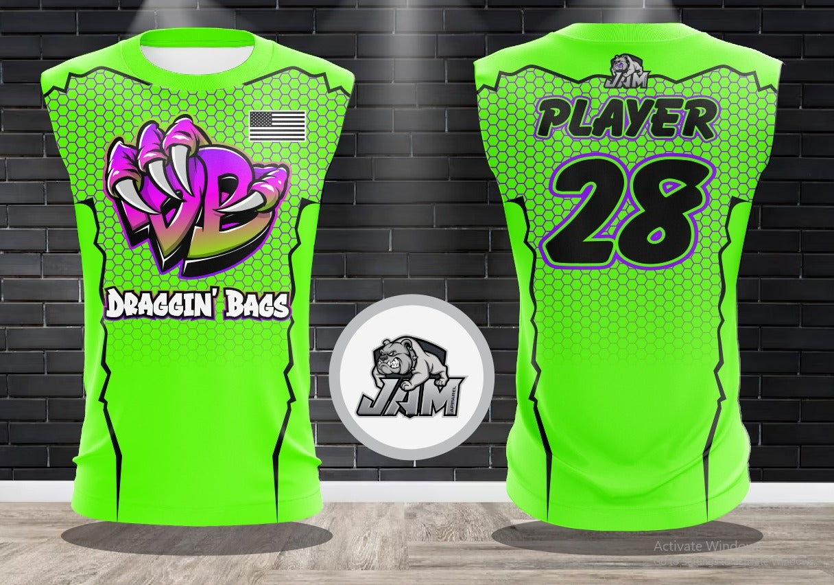 (NEW)Draggin Bags Draggin Claw - Lime Base Purple/Lime Claw Jersey or Cutoff