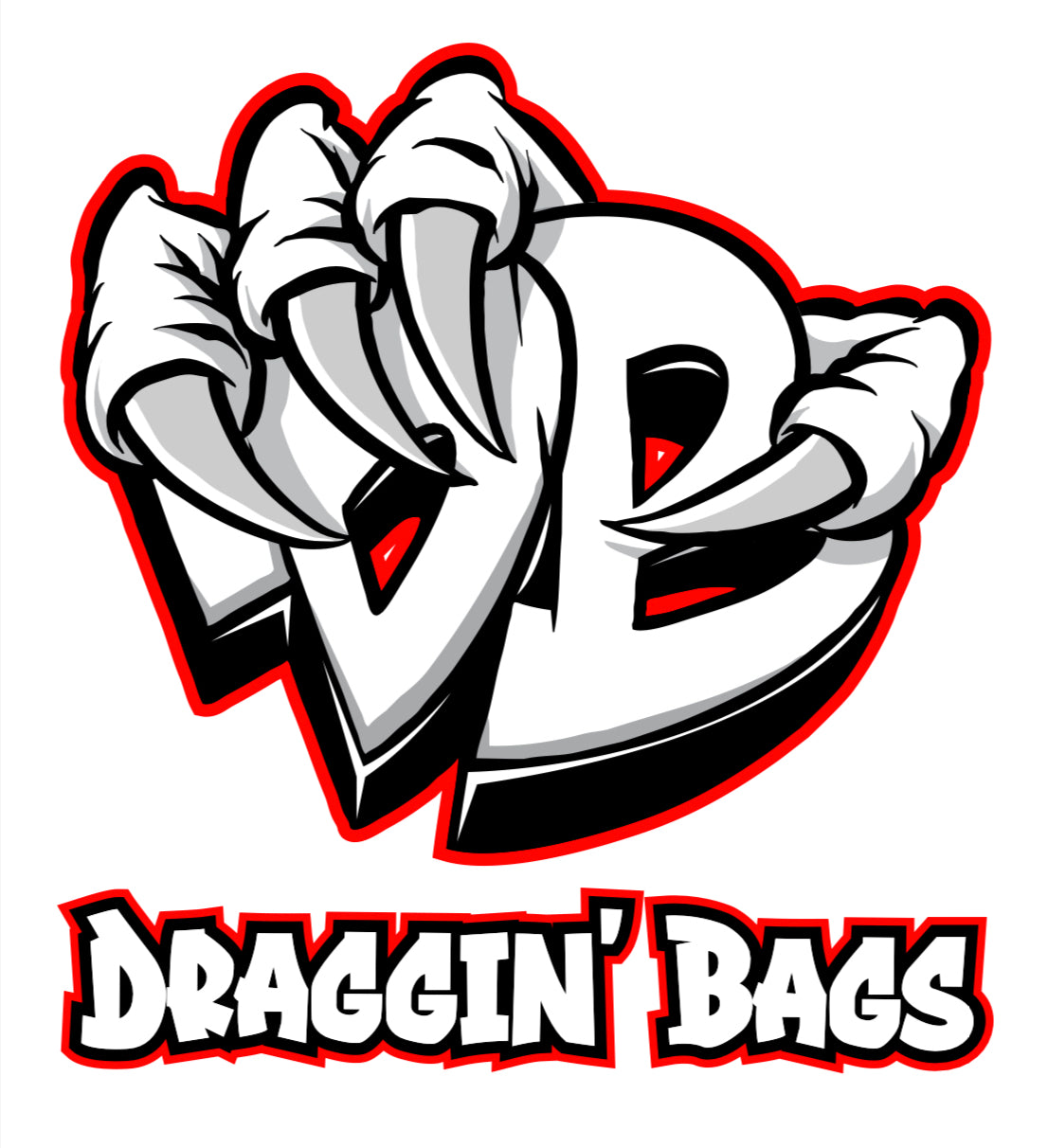 (NEW)Draggin Bags Draggin Claw Performance Shorts - White w/Red/White Claw