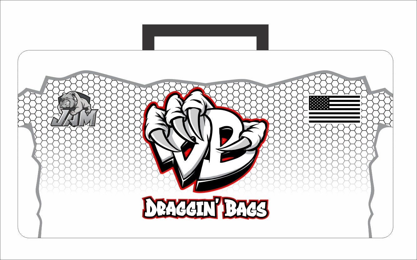 (NEW)Draggin Bags Claw Cornhole Bag Pouch - White Base w/White Red Claw