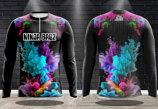 (NEW)Ninja Bagz Script - Smoke Show Edition 1/4 Zip Long Sleeve Jersey