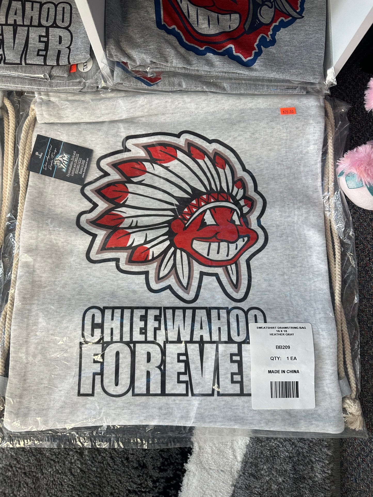 (NEW)Chief Wahoo Designed Sweatshirt Drawstring Bags