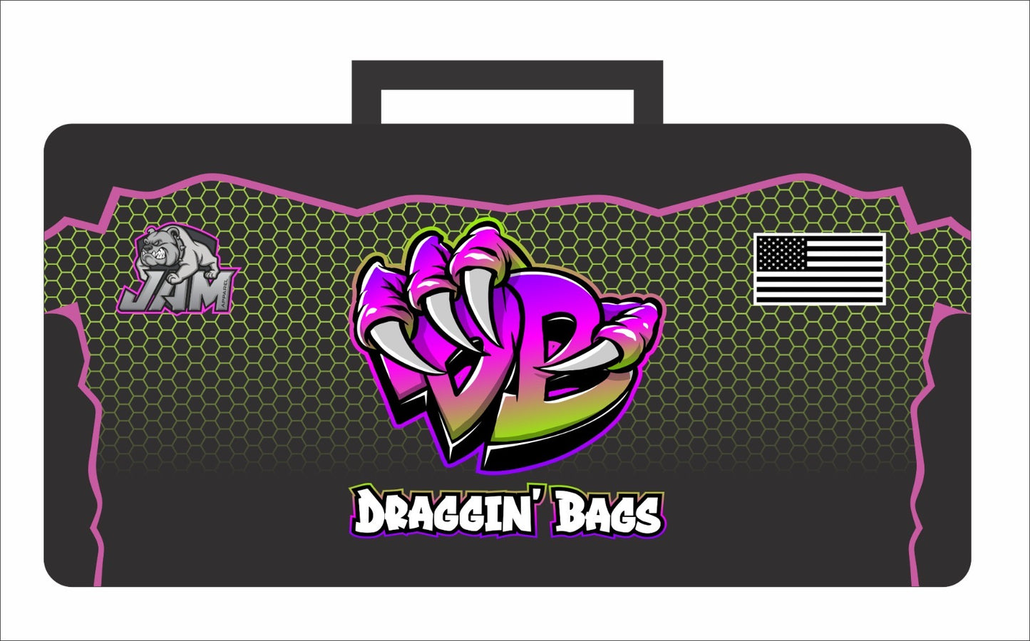 (NEW)Draggin Bags Claw Cornhole Bag Pouch - Black Base w/Purple Green Claw