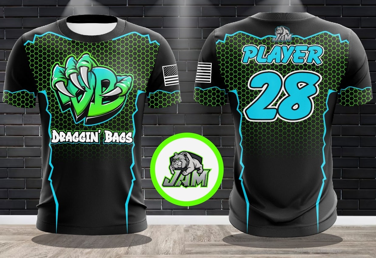 Draggin Bags Draggin Claw - Black Base Lime/UNC Blue Claw Jersey or Cutoff