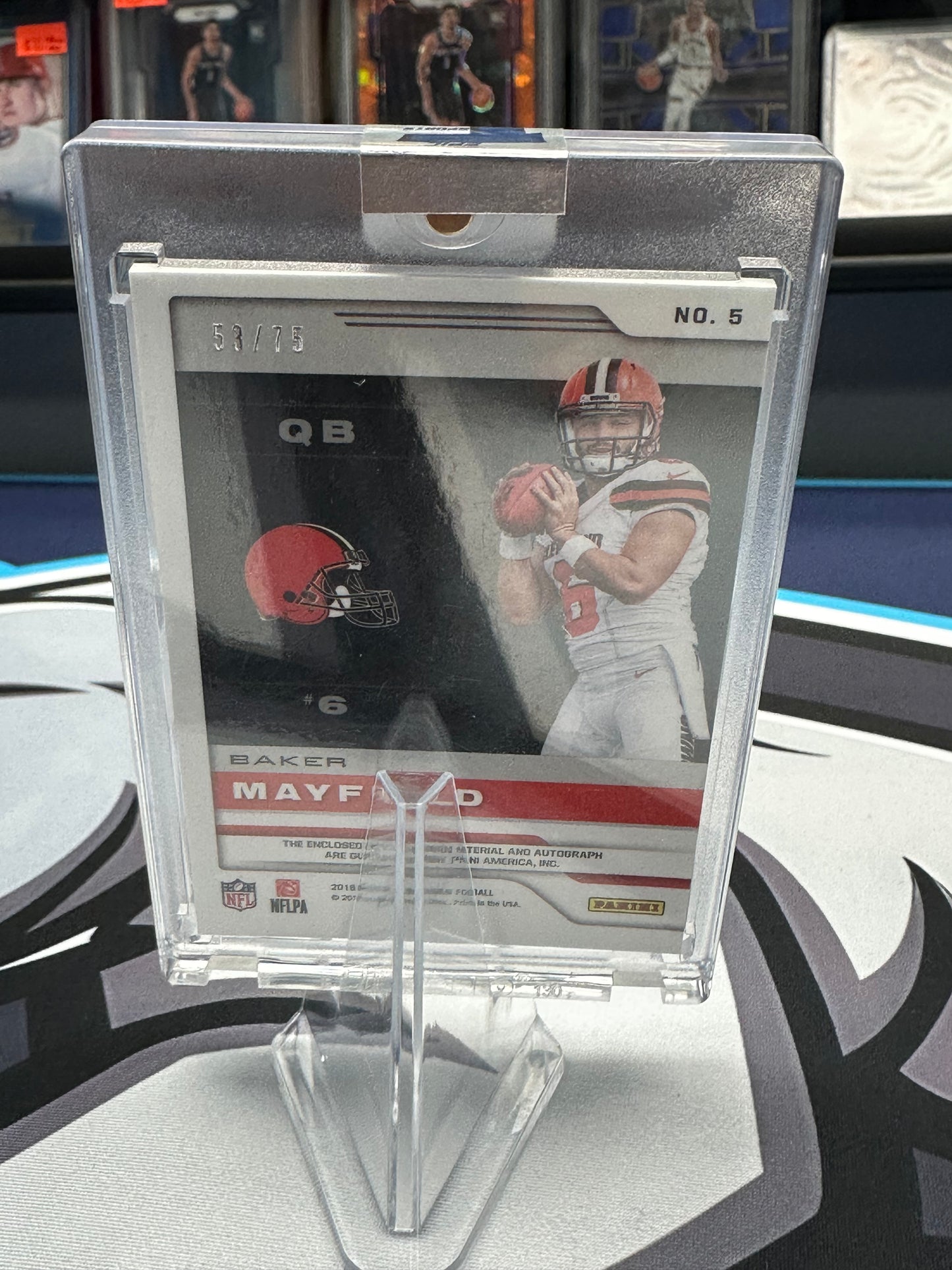 (NEW)Baker Mayfield 2018 Obsidian Dual Rookie Patch Autographed Refractor Card - #53/75