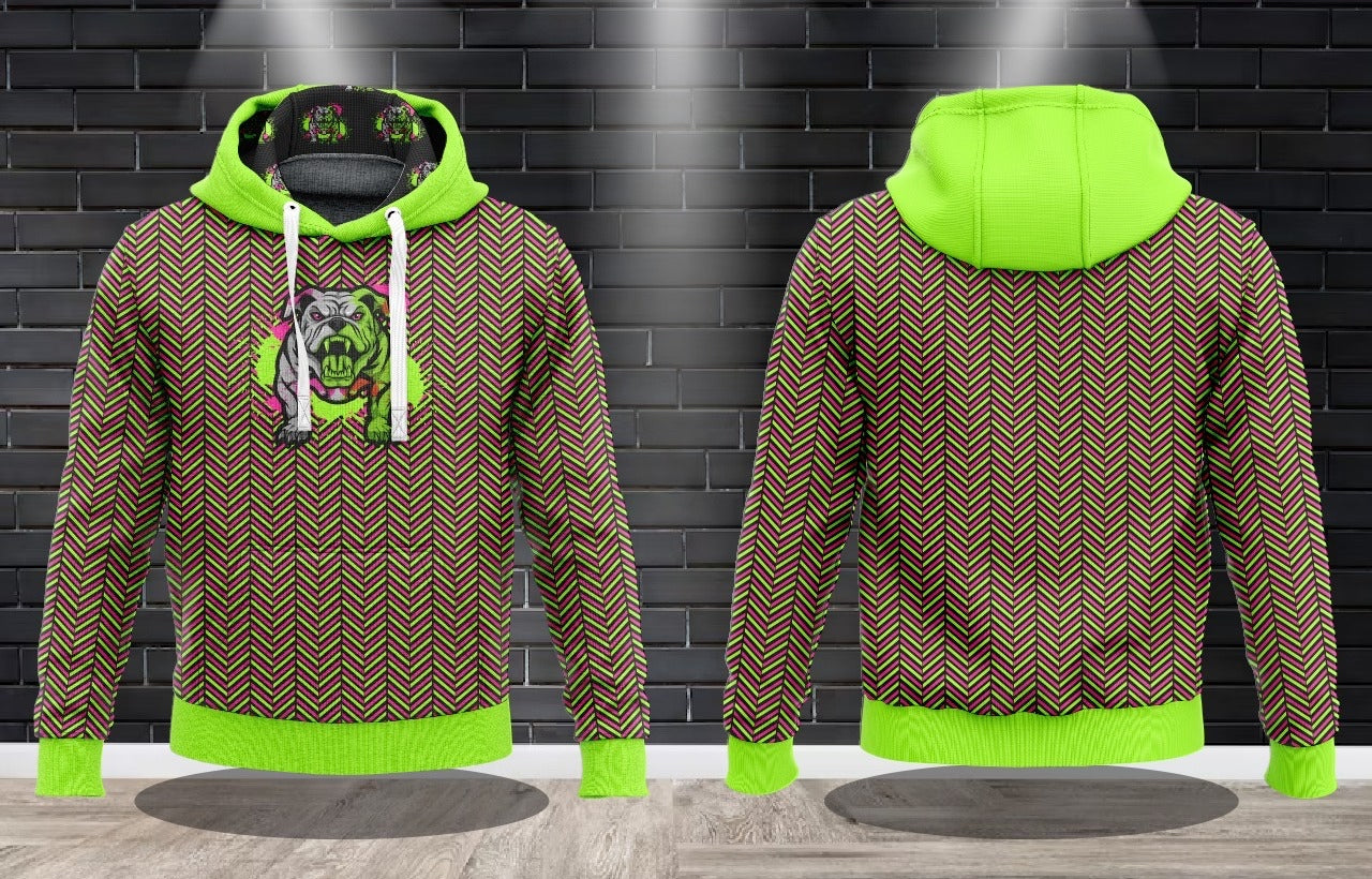(NEW)JAM Macho Man Herringbone - Pink/Green Performance Hooded Sweatshirt