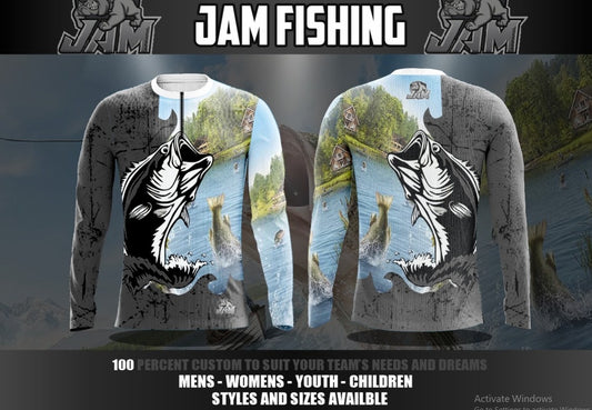 (NEW)JAM Fishing - 1/4 Grey Long Sleeve Jersey