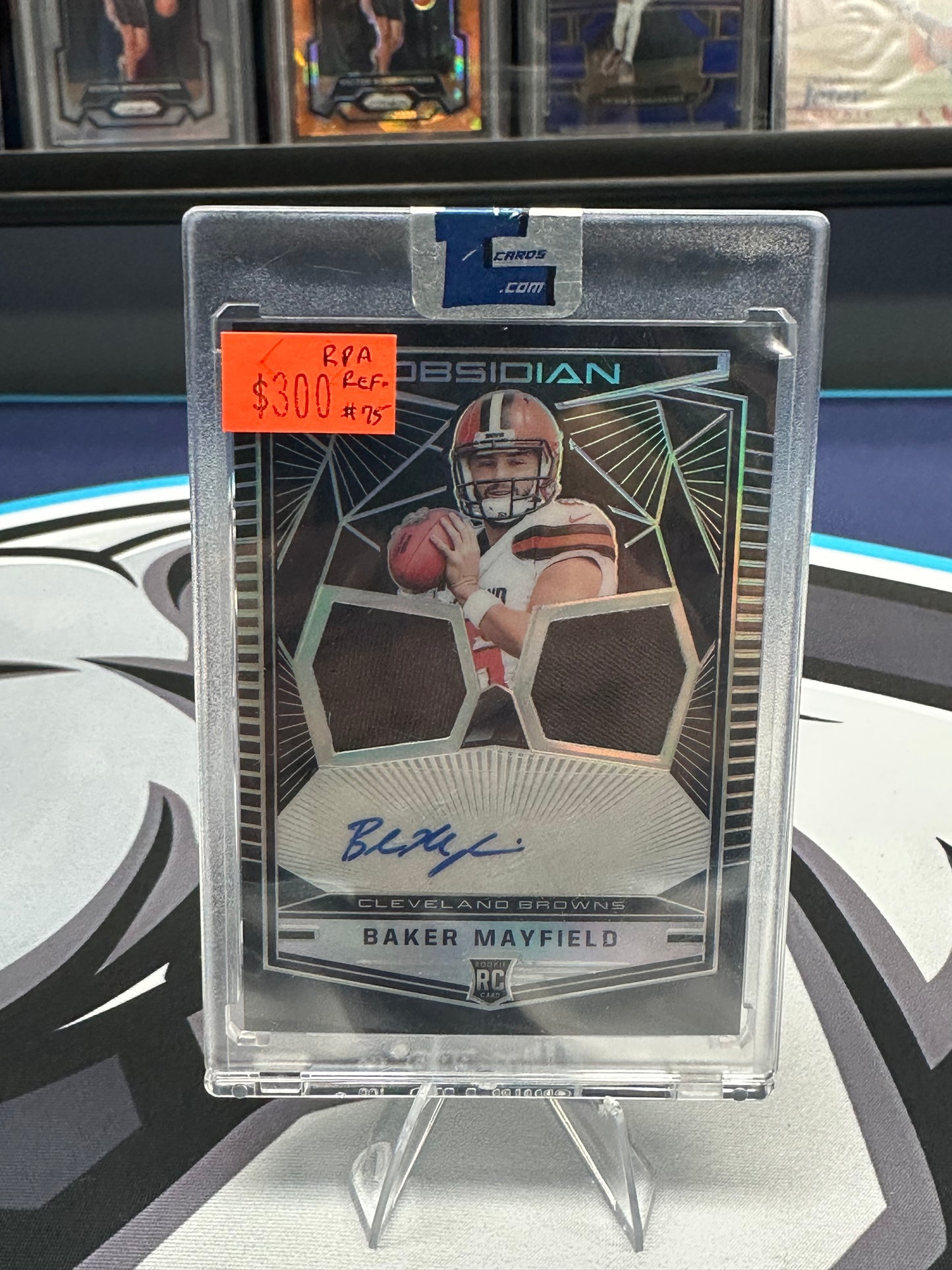 (NEW)Baker Mayfield 2018 Obsidian Dual Rookie Patch Autographed Refractor Card - #53/75