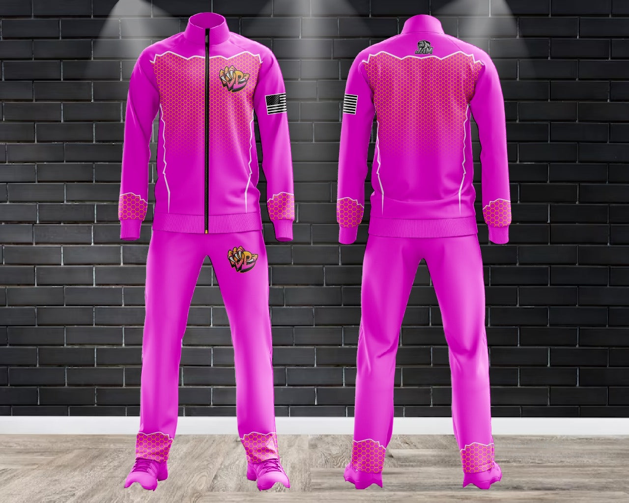 (NEW)Draggin Bags Draggin Claw Tracksuit Jacket - Pink Base w/Pink/Yellow Claw