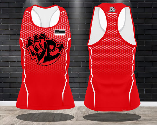 Draggin Bags Draggin Claw - Ladies Racerback Tank or Unisex Tank Top - Red w/Black Claw