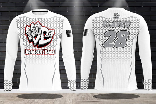 Draggin Bags Draggin Claw Long Sleeve Jersey - White Base w/Red/White Claw