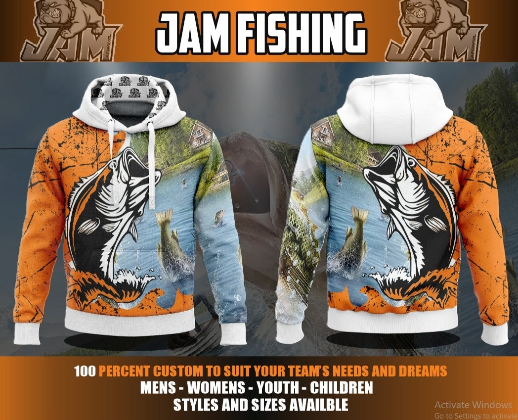 (NEW)JAM Fishing - Orange Performance Hooded Sweatshirt