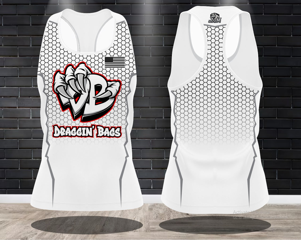 (NEW)Draggin Bags Draggin Claws - Ladies Racerback Tank or Unisex Tank - White w/White Red Claw