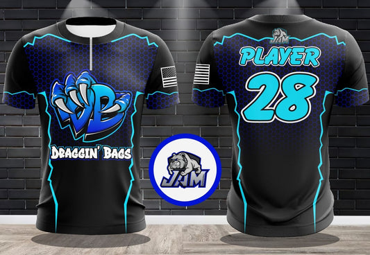 Draggin Bags Draggin Claw 1/4 Zip Jersey - Black w/Blue Claw