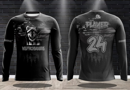 Wolfpack Baggers Blackout Drifit Performance Long Sleeve Jersey