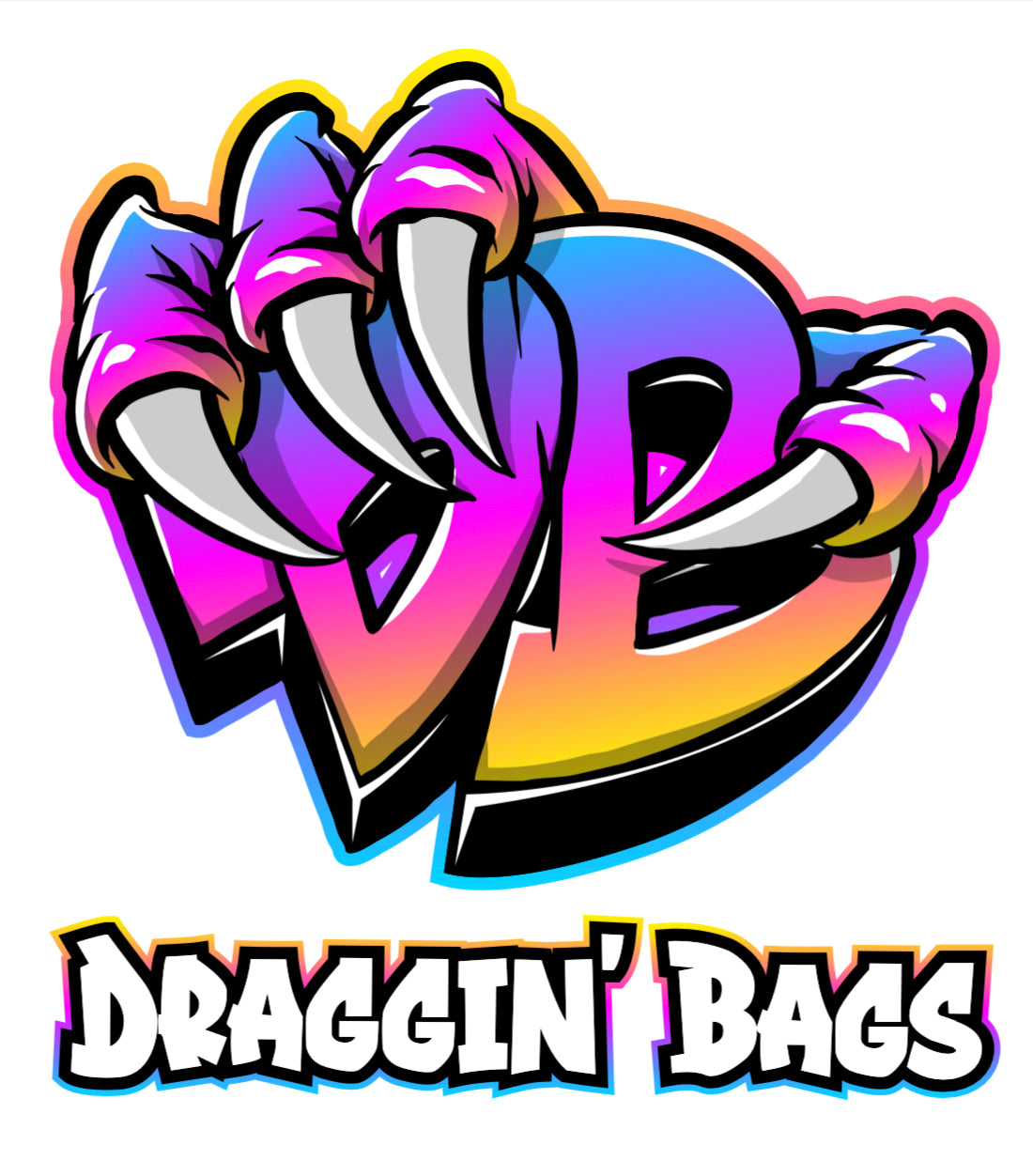 (NEW)Draggin Bags Draggin Claw Performance Leggings - Yellow w/Purple/Blue Claw