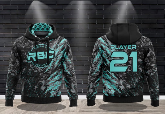 Rebel Bag Co. Grunge Logo Perfect Symmetry Hooded Sweatshirt - Teal Edition