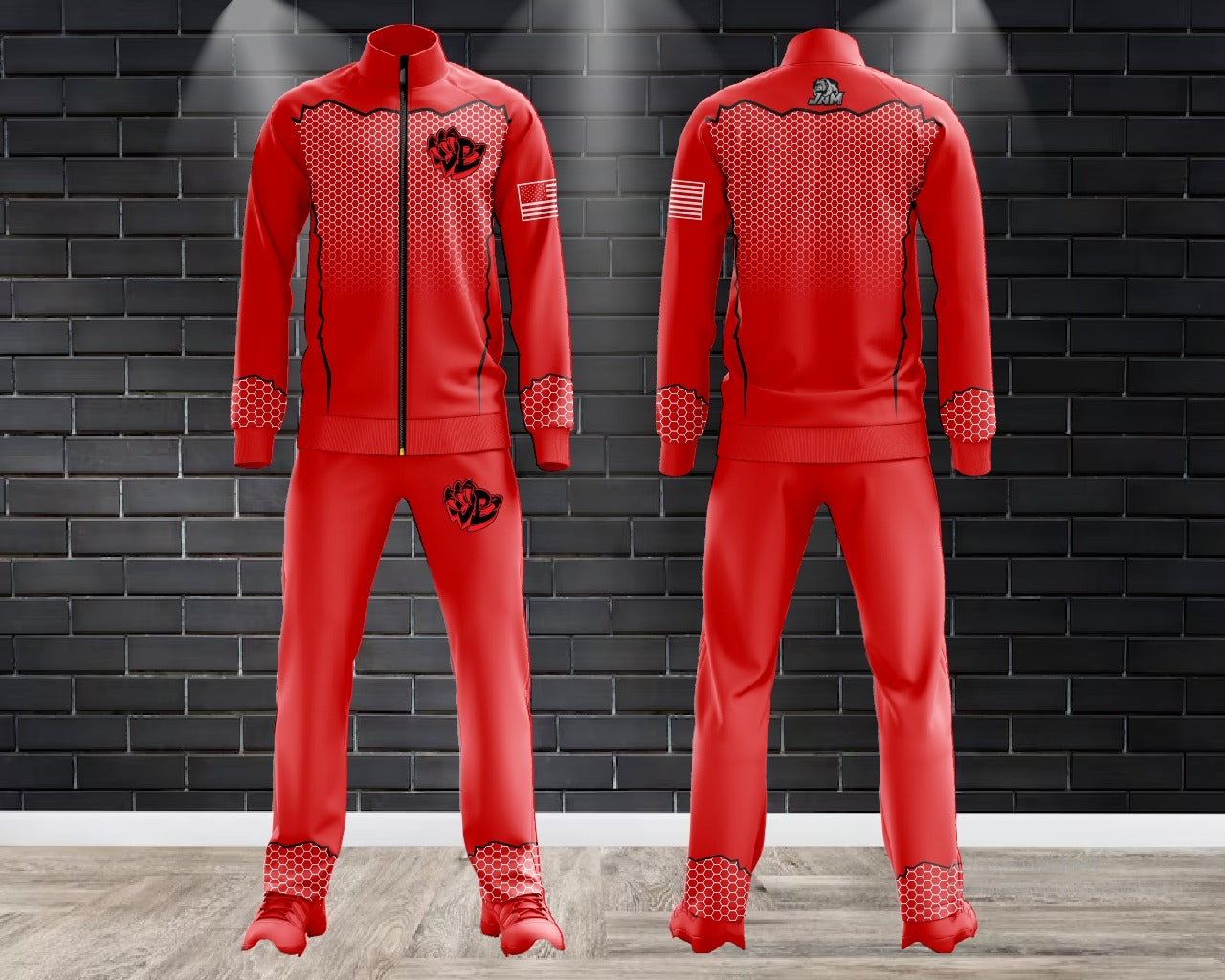 (NEW)Draggin Bags Draggin Claw Tracksuit Pants - Red Base w/Black/Red Claw